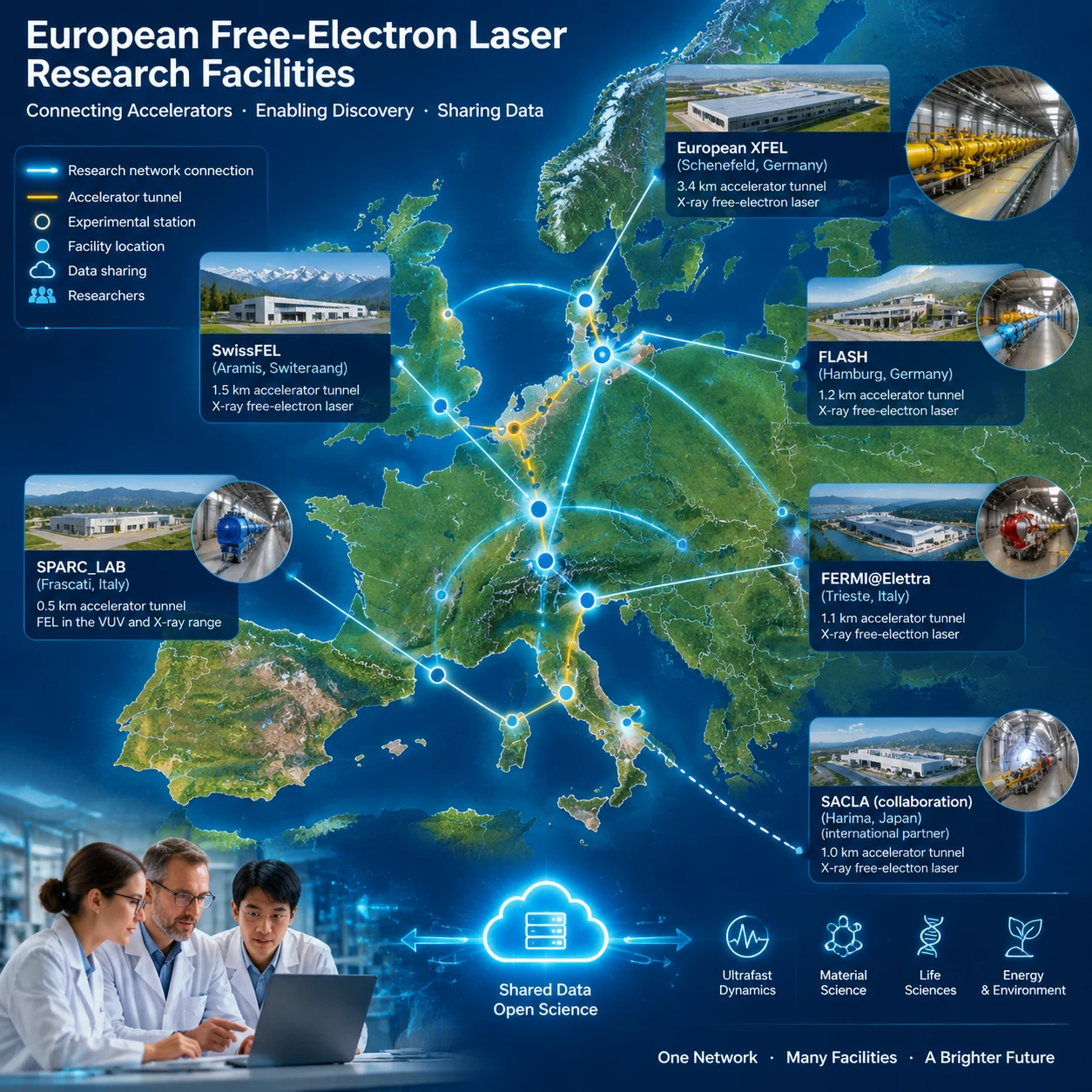 Synchronizing Multiple FELs Across Europe: Technical Challenges and Solutions
